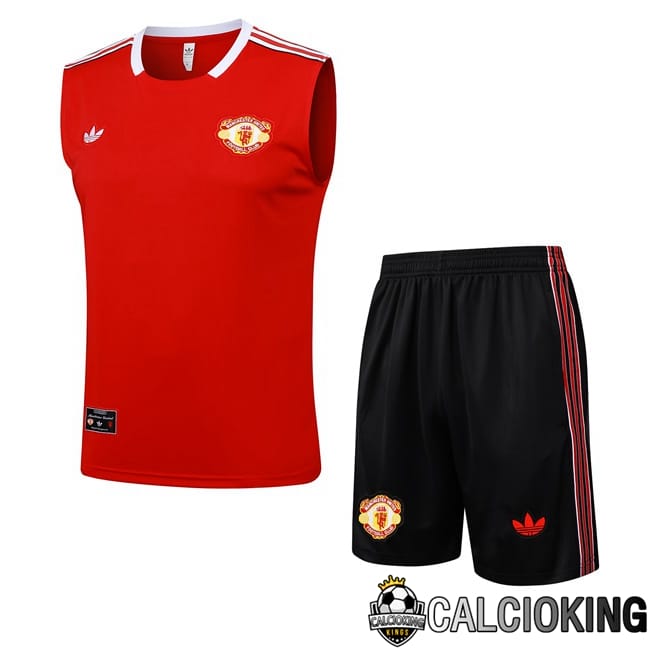 Comprare Maglia Calcio 2024 2025 2026 Personalizzazione,Tuta Da Calcio,Maglie De Calcio Retro Online | Canotta Allenamento Manchester United + Pantaloncini Rosso 2025/2026