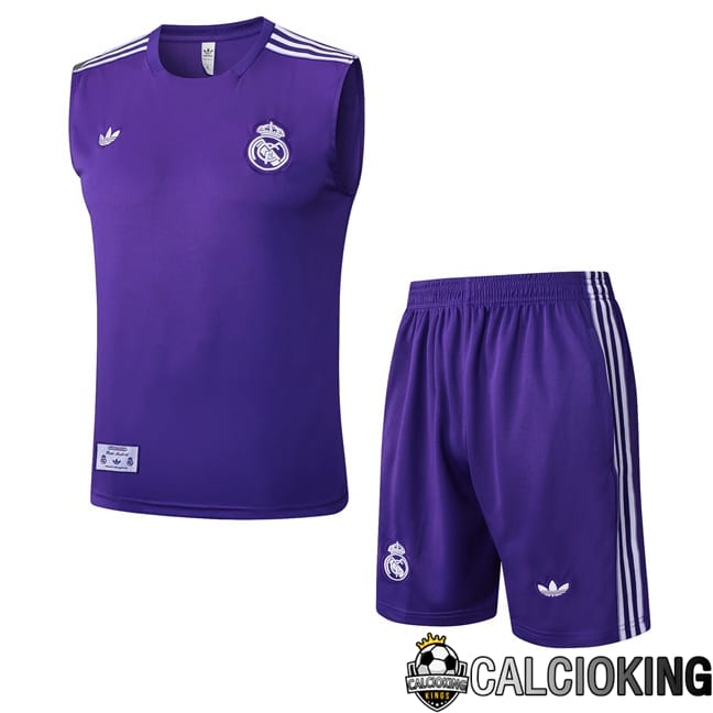 Comprare Maglia Calcio 2024 2025 2026 Personalizzazione,Tuta Da Calcio,Maglie De Calcio Retro Online | Canotta Allenamento Real Madrid + Pantaloncini Viola 2025/2026