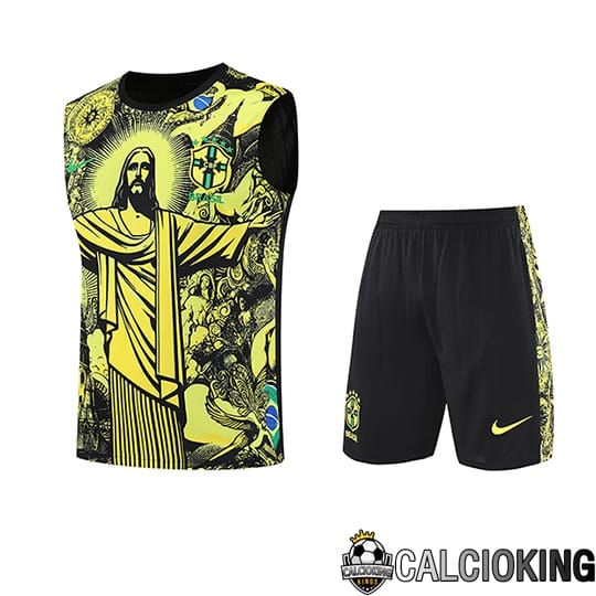 Comprare Maglia Calcio 2024 2025 2026 Personalizzazione,Tuta Da Calcio,Maglie De Calcio Retro Online | Canotta Calcio Brasile Bambino Giallo/Nero 2025/2026