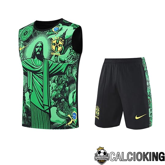 Comprare Maglia Calcio 2024 2025 2026 Personalizzazione,Tuta Da Calcio,Maglie De Calcio Retro Online | Canotta Calcio Brasile Bambino Verde/Nero 2025/2026