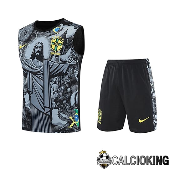 Comprare Maglia Calcio 2024 2025 2026 Personalizzazione,Tuta Da Calcio,Maglie De Calcio Retro Online | Canotta Calcio Brasile Bambino Grigio/Nero 2025/2026