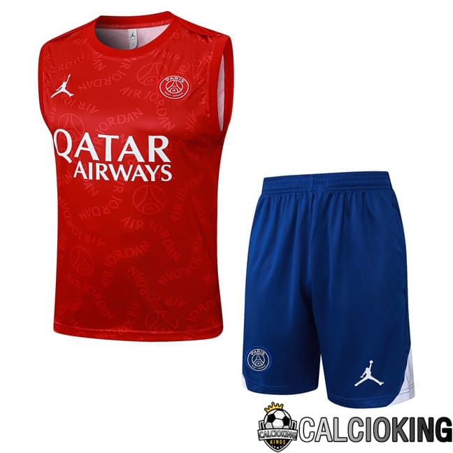 Comprare Maglia Calcio 2024 2025 2026 Personalizzazione,Tuta Da Calcio,Maglie De Calcio Retro Online | Canotta Allenamento Jordan Paris PSG + Pantaloncini Rosso 2025/2026