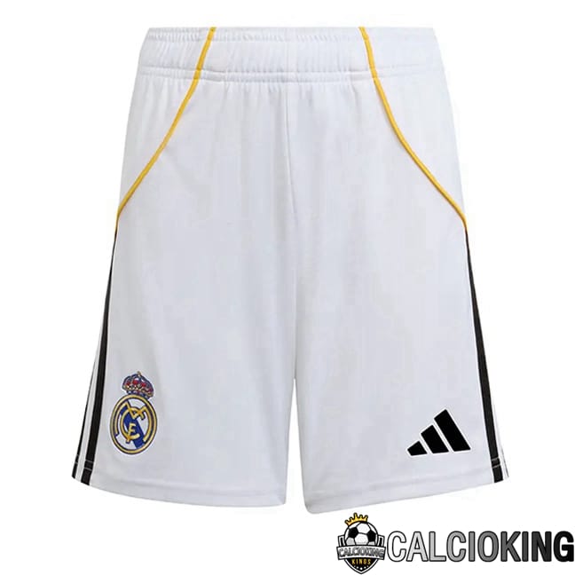 Comprare Maglia Calcio 2024 2025 2026 Personalizzazione,Tuta Da Calcio,Maglie De Calcio Retro Online | Pantaloncini Calcio Real Madrid Prima Bianco 2025/2026