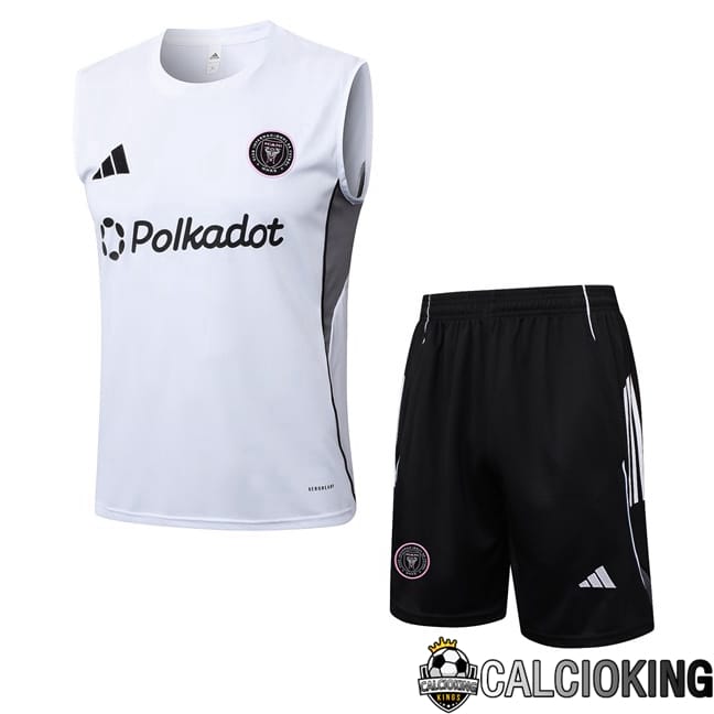 Comprare Maglia Calcio 2024 2025 2026 Personalizzazione,Tuta Da Calcio,Maglie De Calcio Retro Online | Canotta Allenamento Inter Miami CF + Pantaloncini Bianco 2025/2026