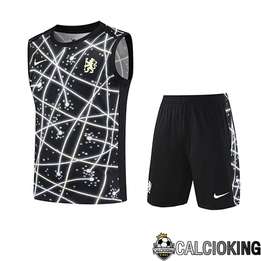 Comprare Maglia Calcio 2024 2025 2026 Personalizzazione,Tuta Da Calcio,Maglie De Calcio Retro Online | Canotta Allenamento FC Chelsea Bambino Nero/Bianco 2025/2026