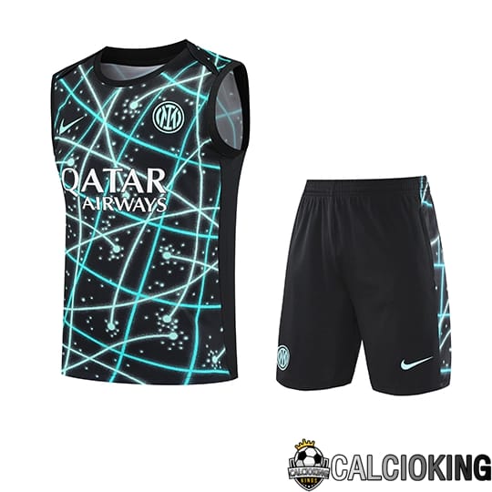 Comprare Maglia Calcio 2024 2025 2026 Personalizzazione,Tuta Da Calcio,Maglie De Calcio Retro Online | Canotta Allenamento Inter Milan Bambino Nero/Blu 2025/2026