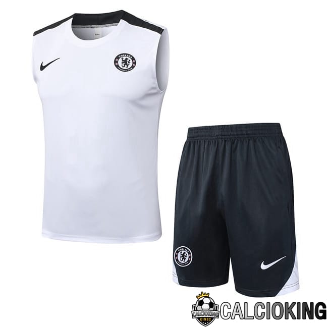 Comprare Maglia Calcio 2024 2025 2026 Personalizzazione,Tuta Da Calcio,Maglie De Calcio Retro Online | Canotta Allenamento FC Chelsea + Pantaloncini Bianco 2025/2026