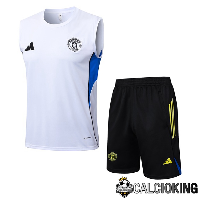 Comprare Maglia Calcio 2024 2025 2026 Personalizzazione,Tuta Da Calcio,Maglie De Calcio Retro Online | Canotta Allenamento Manchester United + Pantaloncini Bianco 2025/2026