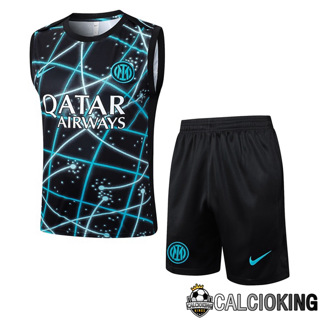 Comprare Maglia Calcio 2024 2025 2026 Personalizzazione,Tuta Da Calcio,Maglie De Calcio Retro Online | Canotta Allenamento Inter Milan + Pantaloncini Nero Blu 2025/2026