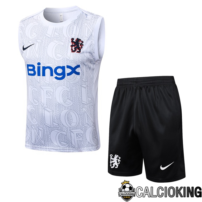 Comprare Maglia Calcio 2024 2025 2026 Personalizzazione,Tuta Da Calcio,Maglie De Calcio Retro Online | Canotta Allenamento FC Chelsea + Pantaloncini Bianco 2025/2026