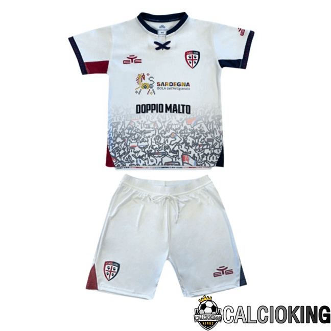 Maglie Calcio Cagliari Calcio Bambino Seconda Bianco 2025/2026