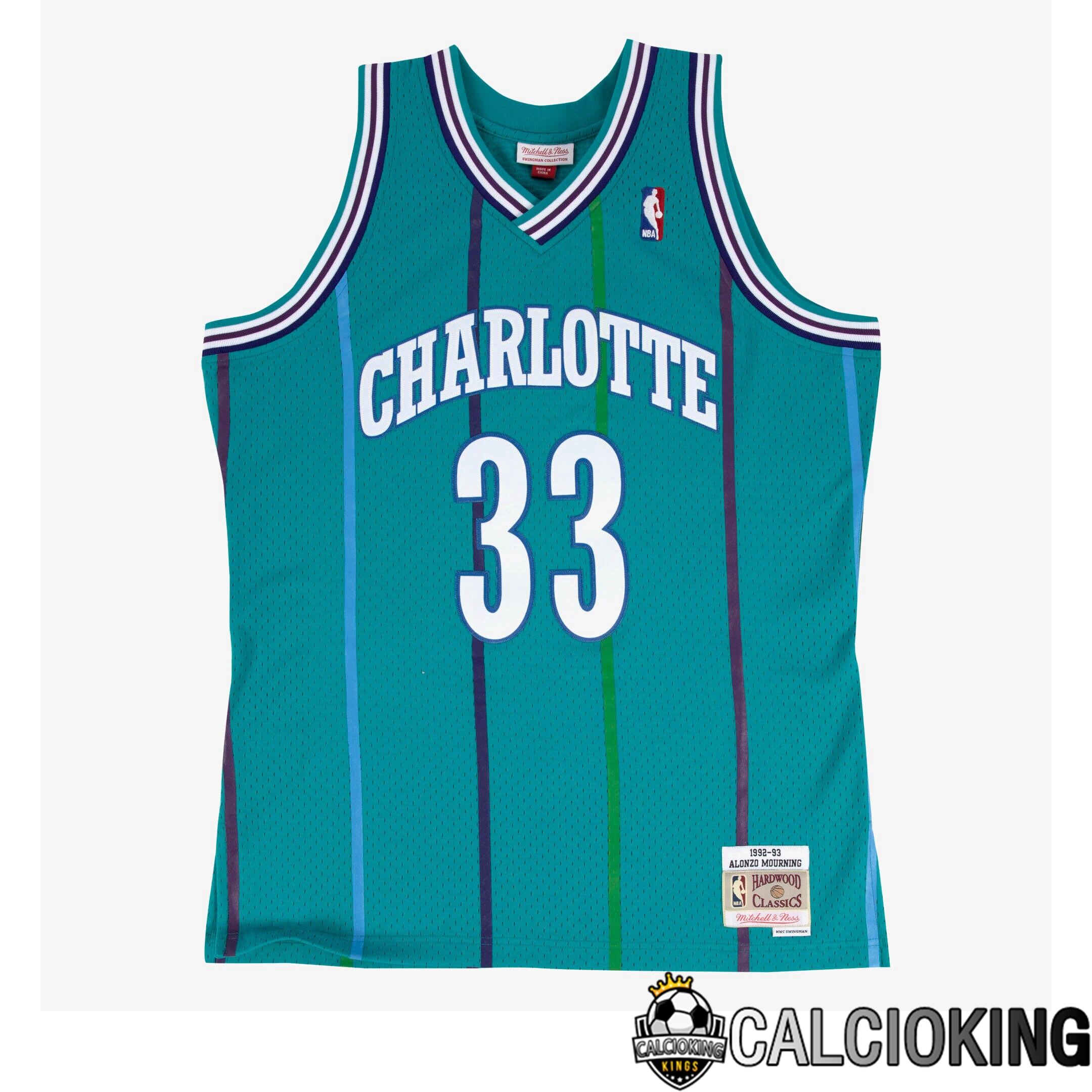 Maglia Swingman Mitchell & Ness Dei Charlotte Hornets, Trasferta, Alonzo Mourning 1992-93