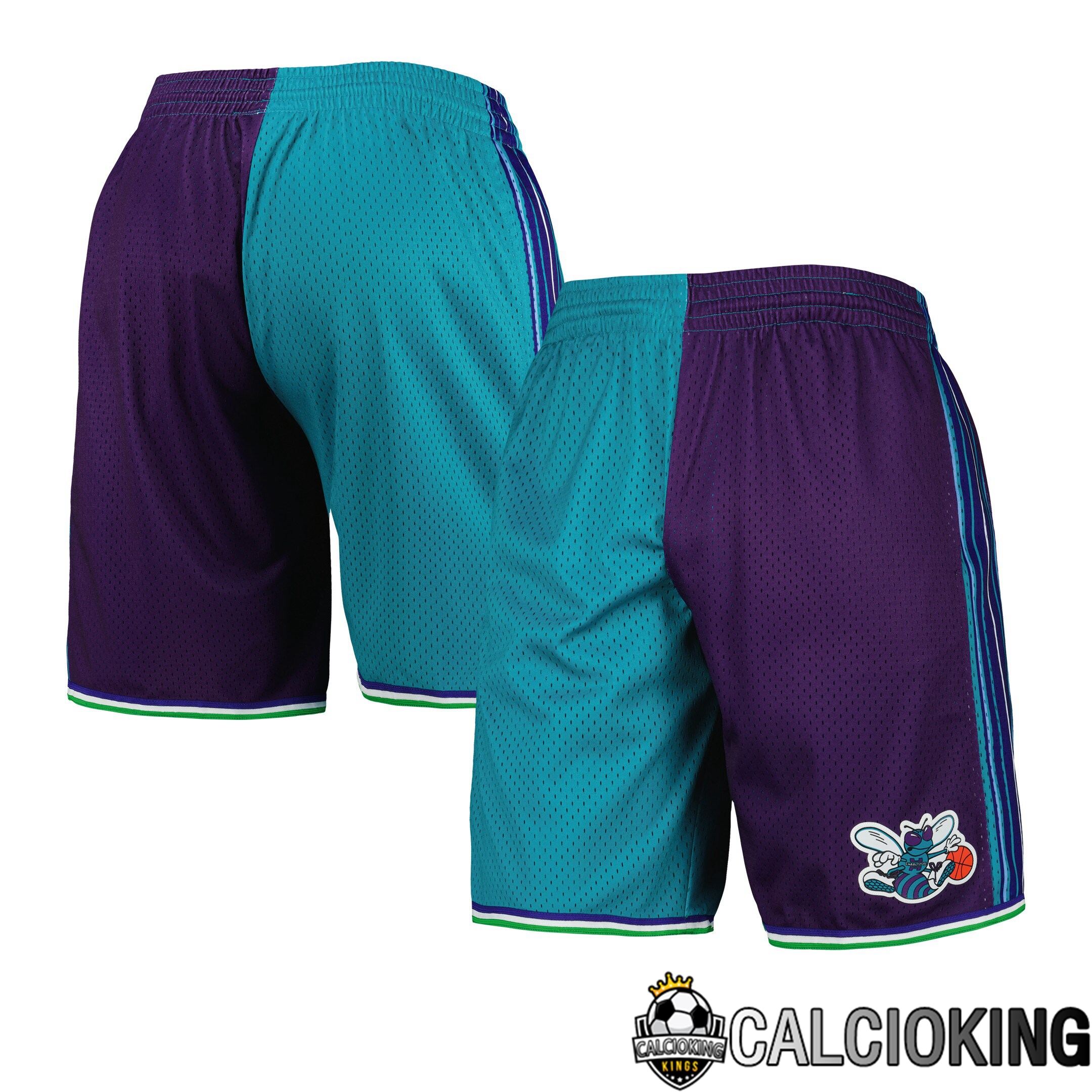 Pantaloncini Swingman Divisi Mitchell & Ness Teal/Viola Charlotte Hornets Hardwood Classics 1999 Da Uomo