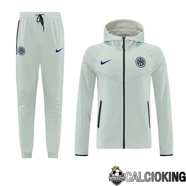 Comprare Maglia Calcio 2025 2026 2027 Personalizzazione,Tuta Da Calcio,Maglie De Calcio Retro Online | Tuta Calcio - Felpa Con Cappuccio Inter Milan Grigio 2026/2027