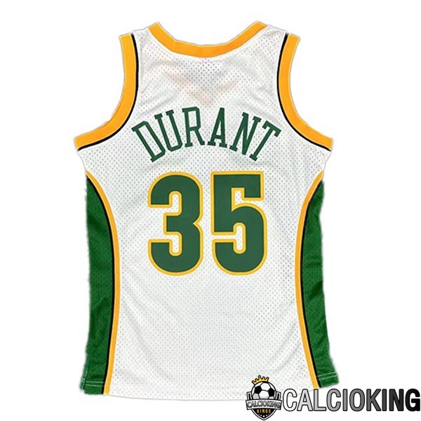 Maglia NBA Oklahoma City Thunder (Kevin Durant 35) Retro Bianco Verde 2007-2008