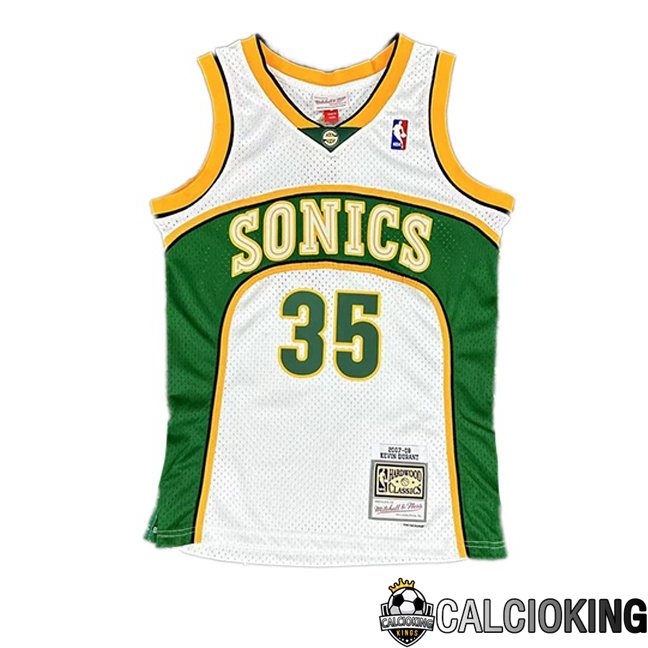 Maglia NBA Oklahoma City Thunder (Kevin Durant 35) Retro Bianco Verde 2007-2008
