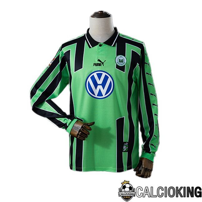 Maglie Calcio Vfl Wolfsburg Retro Seconda Manica Lunga Verde Nero 1999-2000