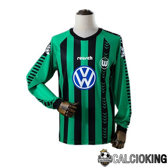 Maglie Calcio Vfl Wolfsburg Retro Seconda Manica Lunga Verde Nero 1995-1996