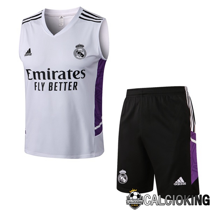 Comprare Maglia Calcio 2024 2025 2026 Personalizzazione,Tuta Da Calcio,Maglie De Calcio Retro Online | Canotta De Calcio Real Madrid + Pantaloncini Bianco 2022/2023
