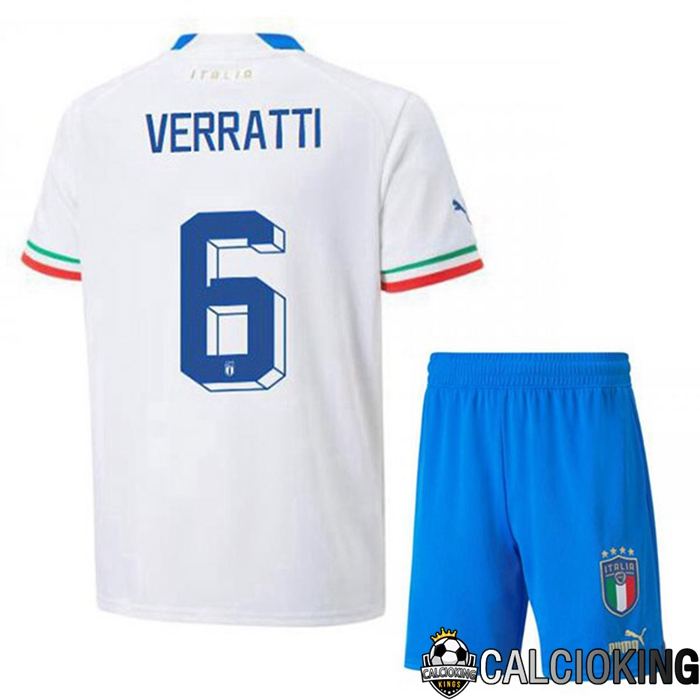 Maglia Calcio Italia (Verratti 6) Bambino Seconda Bianco 2023/2023