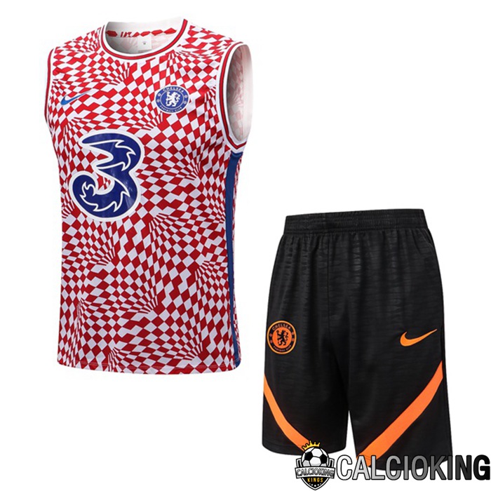 Comprare Maglia Calcio 2024 2025 2026 Personalizzazione,Tuta Da Calcio,Maglie De Calcio Retro Online | Canotta De Calcio FC Chelsea + Pantaloncini Rosso Bianco 2022/2023