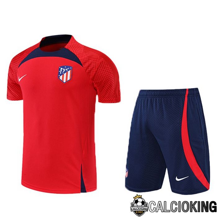 Insieme T Shirt Allenamento Atletico Madrid + Pantaloncini Rosso 2022/2023