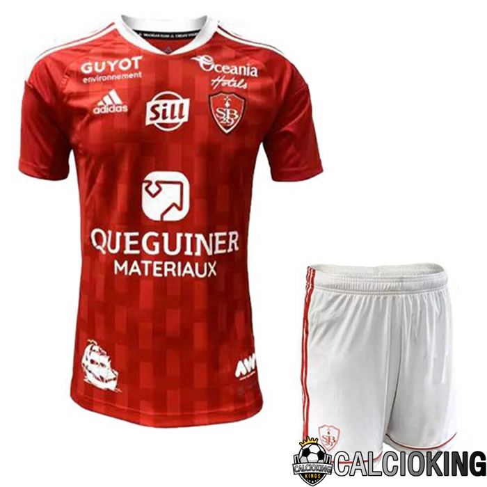 Maglia Calcio Stade Brestois Bambino Prima Rosso 2022/2023