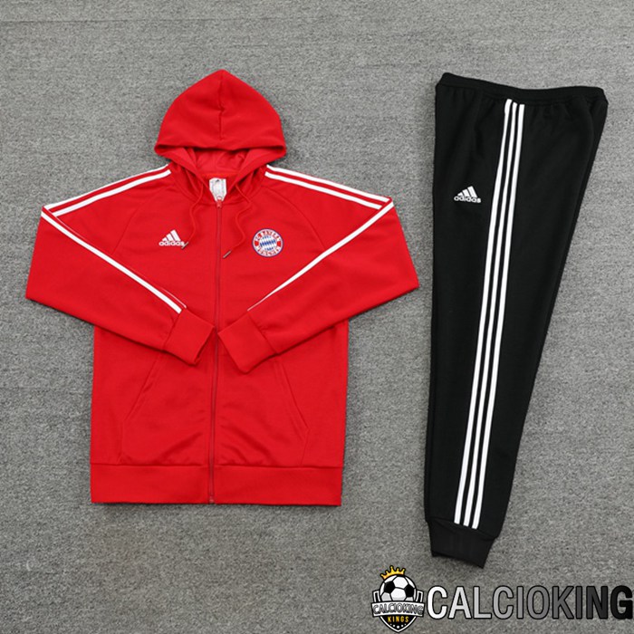 Insieme Giacca Con Cappuccio Tuta Bayern Monaco Rosso 2023/2024