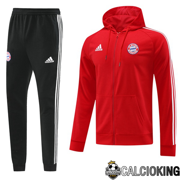 Comprare Maglia Calcio 2024 2025 2026 Personalizzazione,Tuta Da Calcio,Maglie De Calcio Retro Online | Insieme Giacca Con Cappuccio Tuta Bayern Monaco Rosso 2023/2024