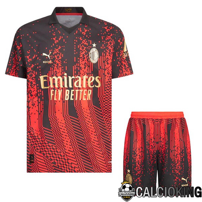 Comprare Maglia Calcio 2024 2025 2026 Personalizzazione,Tuta Da Calcio,Maglie De Calcio Retro Online | Maglie Calcio AC Milan Bambino Quarto Rosso Nero 2022/2023