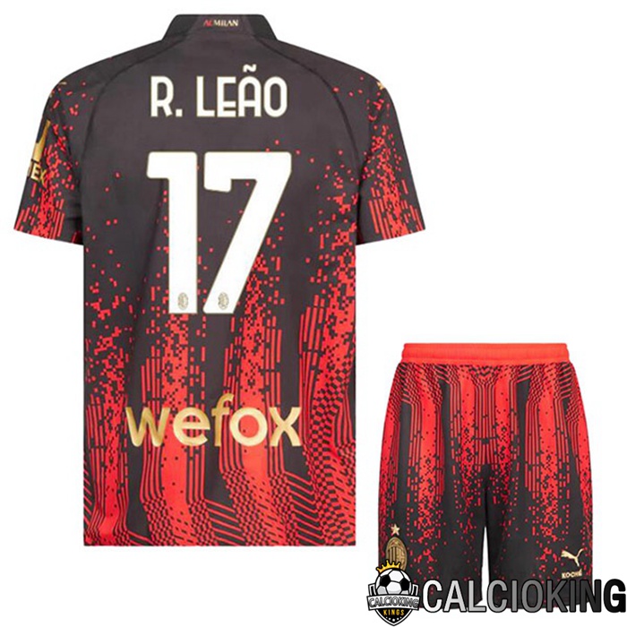 Comprare Maglia Calcio 2024 2025 2026 Personalizzazione,Tuta Da Calcio,Maglie De Calcio Retro Online | Maglie Calcio AC Milan (R. LEÃO 17) Bambino Quarto Rosso Nero 2022/2023