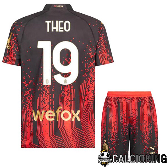 Comprare Maglia Calcio 2024 2025 2026 Personalizzazione,Tuta Da Calcio,Maglie De Calcio Retro Online | Maglie Calcio AC Milan (THEO 19) Bambino Quarto Rosso Nero 2022/2023