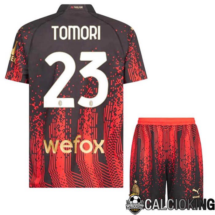 Comprare Maglia Calcio 2024 2025 2026 Personalizzazione,Tuta Da Calcio,Maglie De Calcio Retro Online | Maglie Calcio AC Milan (TOMORI 23) Bambino Quarto Rosso Nero 2022/2023