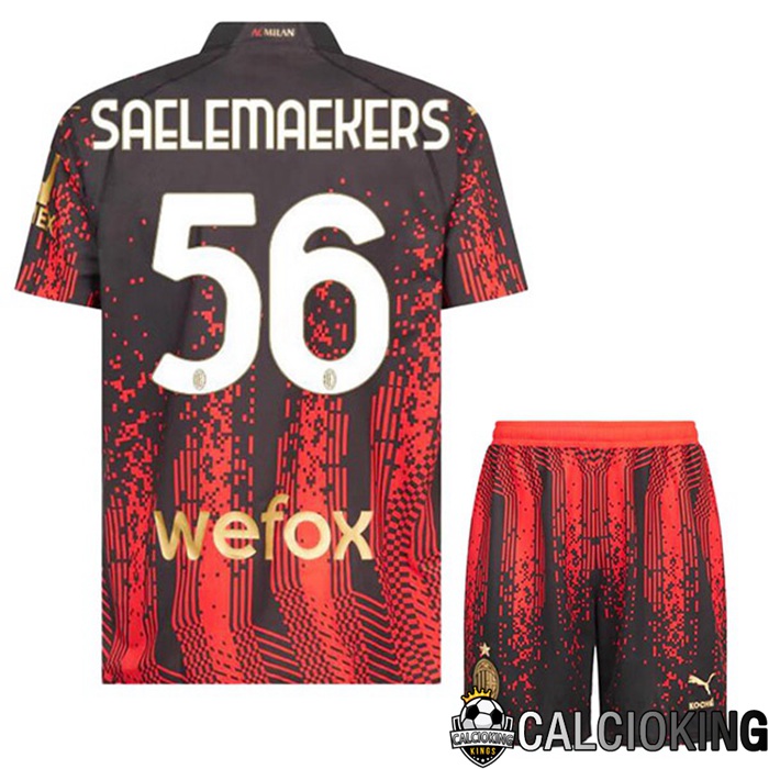Comprare Maglia Calcio 2024 2025 2026 Personalizzazione,Tuta Da Calcio,Maglie De Calcio Retro Online | Maglie Calcio AC Milan (SAELEMAEKERS 56) Bambino Quarto Rosso Nero 2022/2023