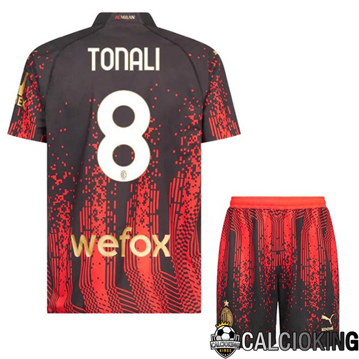 Comprare Maglia Calcio 2024 2025 2026 Personalizzazione,Tuta Da Calcio,Maglie De Calcio Retro Online | Maglie Calcio AC Milan (TONALI 8) Bambino Quarto Rosso Nero 2022/2023
