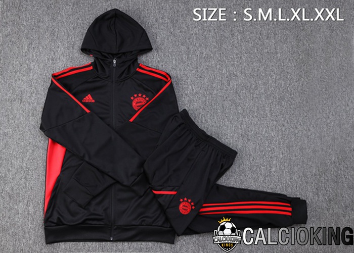 Insieme Giacca Con Cappuccio Tuta Bayern Monaco Nero 2023/2024
