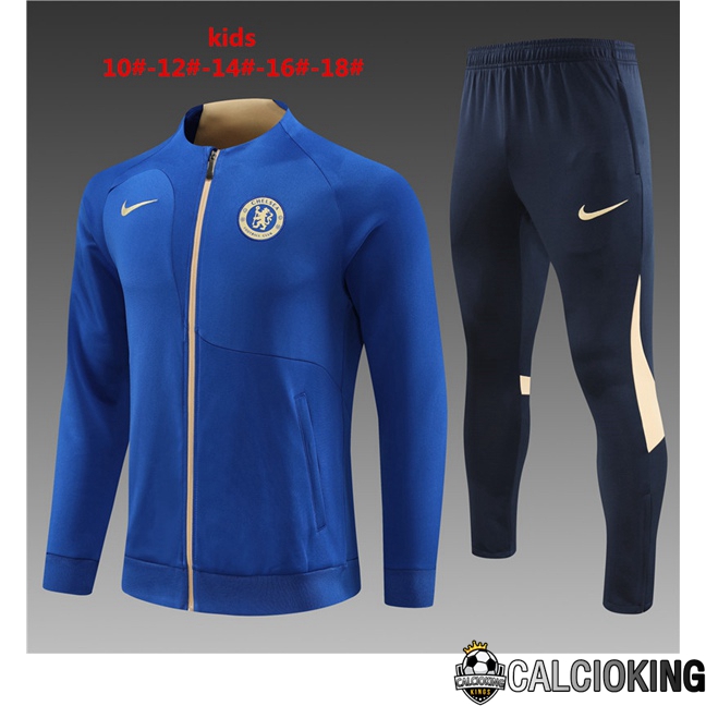 Comprare Maglia Calcio 2024 2025 2026 Personalizzazione,Tuta Da Calcio,Maglie De Calcio Retro Online | Insieme Tuta Calcio - Giacca FC Chelsea Bambino Blu 2023/2024