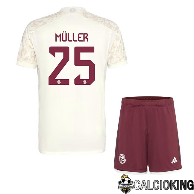 Comprare Maglia Calcio 2024 2025 2026 Personalizzazione,Tuta Da Calcio,Maglie De Calcio Retro Online | Maglie Calcio Bayern Monaco (Müller 25) Bambino Terza Giallo 2023/2024
