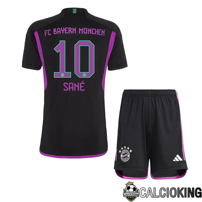 Comprare Maglia Calcio 2024 2025 2026 Personalizzazione,Tuta Da Calcio,Maglie De Calcio Retro Online | Maglie Calcio Bayern Monaco (Sané 10) Bambino Seconda Nero 2023/2024