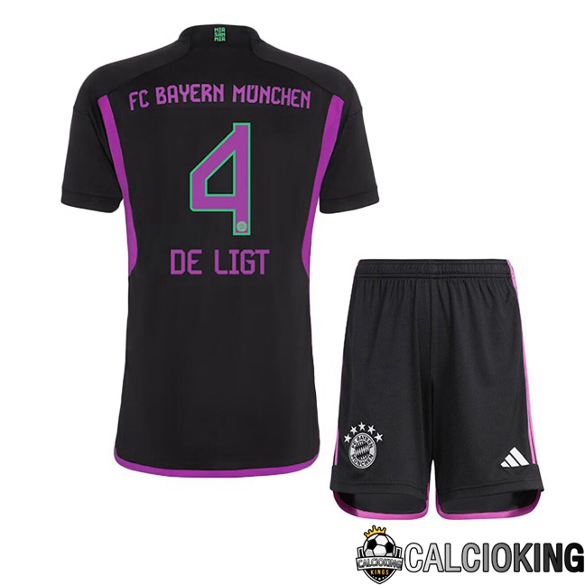 Comprare Maglia Calcio 2024 2025 2026 Personalizzazione,Tuta Da Calcio,Maglie De Calcio Retro Online | Maglie Calcio Bayern Monaco (de Ligt 4) Bambino Seconda Nero 2023/2024