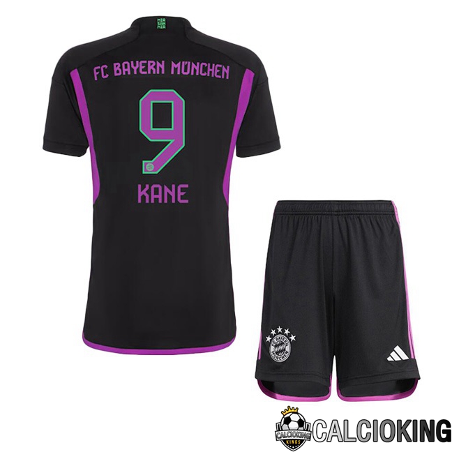 Comprare Maglia Calcio 2024 2025 2026 Personalizzazione,Tuta Da Calcio,Maglie De Calcio Retro Online | Maglie Calcio Bayern Monaco (Kane 9) Bambino Seconda Nero 2023/2024