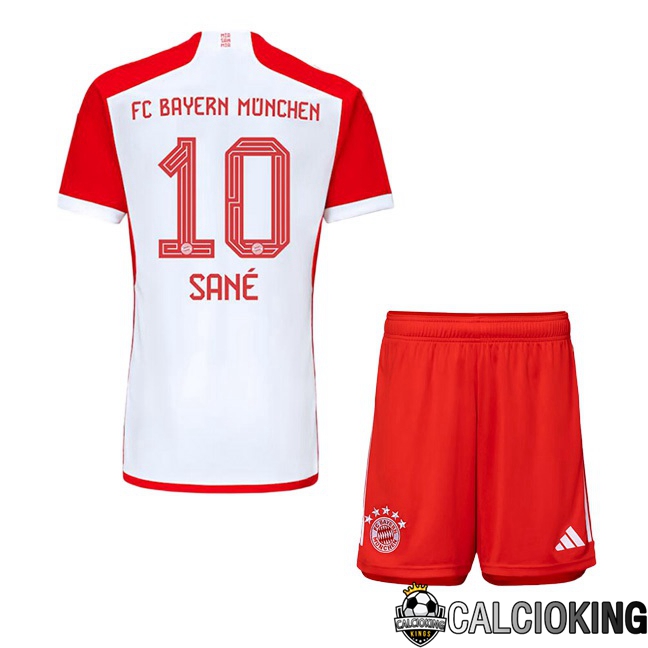 Comprare Maglia Calcio 2024 2025 2026 Personalizzazione,Tuta Da Calcio,Maglie De Calcio Retro Online | Maglie Calcio Bayern Monaco (Sané 10) Bambino Prima Bianco Rosso 2023/2024