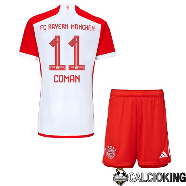 Comprare Maglia Calcio 2024 2025 2026 Personalizzazione,Tuta Da Calcio,Maglie De Calcio Retro Online | Maglie Calcio Bayern Monaco (Coman 11) Bambino Prima Bianco Rosso 2023/2024