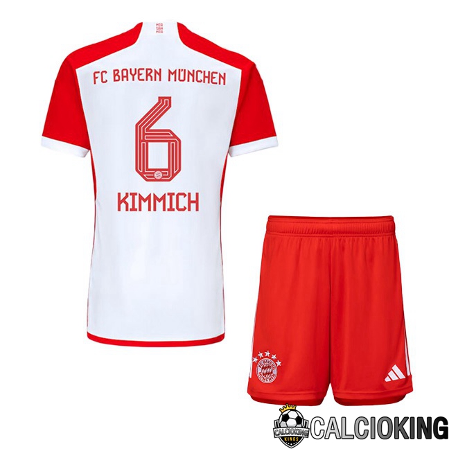 Comprare Maglia Calcio 2024 2025 2026 Personalizzazione,Tuta Da Calcio,Maglie De Calcio Retro Online | Maglie Calcio Bayern Monaco (Kimmich 6) Bambino Prima Bianco Rosso 2023/2024
