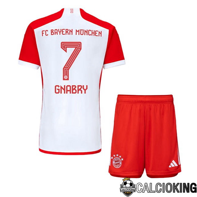Comprare Maglia Calcio 2024 2025 2026 Personalizzazione,Tuta Da Calcio,Maglie De Calcio Retro Online | Maglie Calcio Bayern Monaco (Gnabry 7) Bambino Prima Bianco Rosso 2023/2024