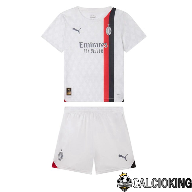 Comprare Maglia Calcio 2024 2025 2026 Personalizzazione,Tuta Da Calcio,Maglie De Calcio Retro Online | Maglie Calcio AC Milan Bambino Seconda Bianco 2023/2024