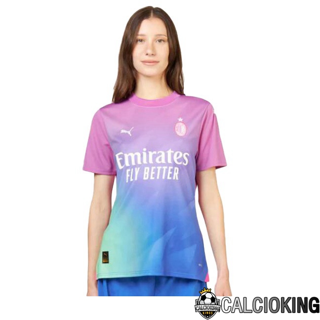 Comprare Maglia Calcio 2024 2025 2026 Personalizzazione,Tuta Da Calcio,Maglie De Calcio Retro Online | Maglie Calcio AC Milan Donna Terza Rosa 2023/2024