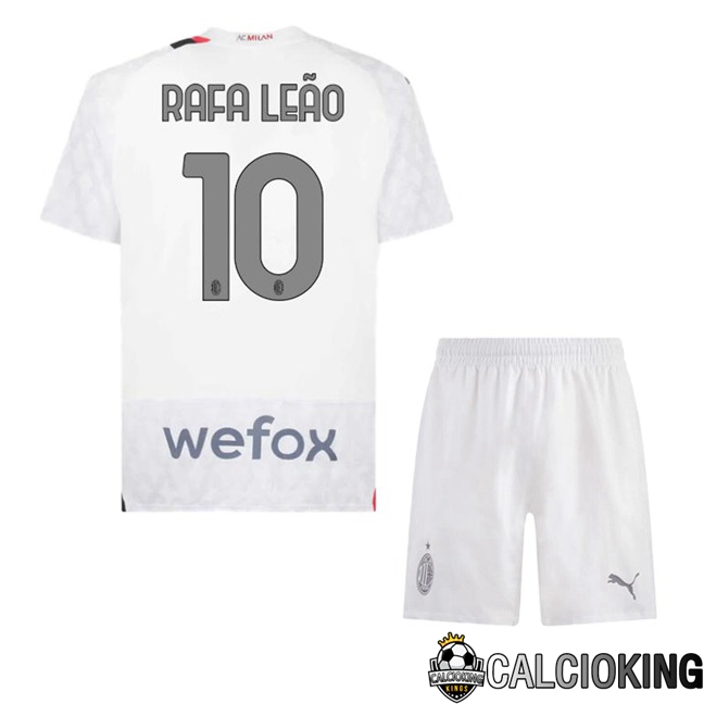 Comprare Maglia Calcio 2024 2025 2026 Personalizzazione,Tuta Da Calcio,Maglie De Calcio Retro Online | Maglie Calcio AC Milan (Rafa Leão 10) Bambino Seconda Bianco 2023/2024