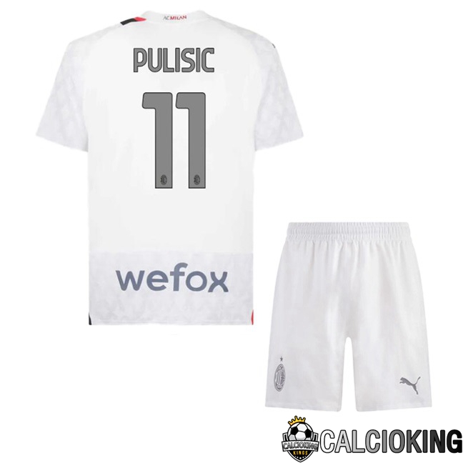 Comprare Maglia Calcio 2024 2025 2026 Personalizzazione,Tuta Da Calcio,Maglie De Calcio Retro Online | Maglie Calcio AC Milan (Pulisic 11) Bambino Seconda Bianco 2023/2024