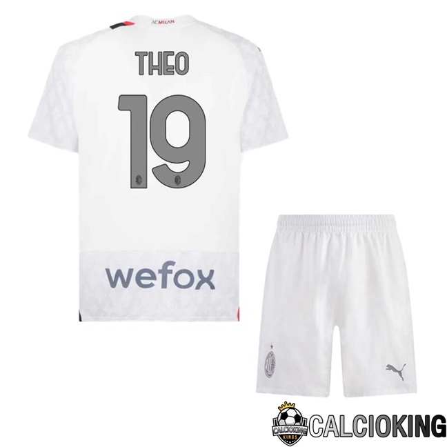 Comprare Maglia Calcio 2024 2025 2026 Personalizzazione,Tuta Da Calcio,Maglie De Calcio Retro Online | Maglie Calcio AC Milan (Theo 19) Bambino Seconda Bianco 2023/2024